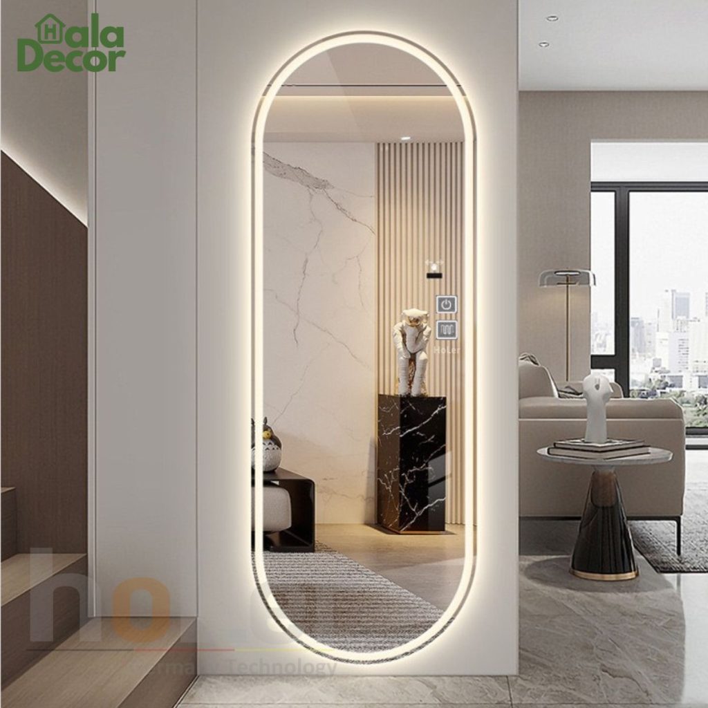gương soi toàn thân oval có LED